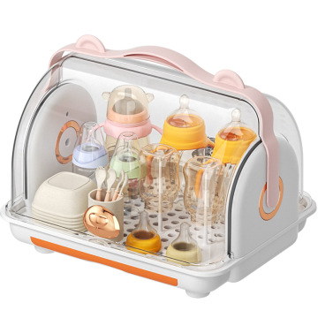 Premium Infant Storage Solution: Combining Bottle, Cup, and Tableware in a Dust-Proof Plastic Box with Drain Shelf