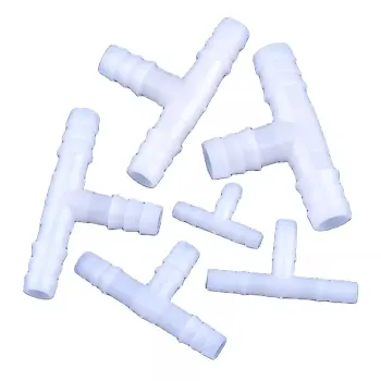 White PE Tee Connectors for Aquariums and Garden Irrigation