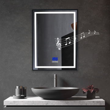 Smart Backlit Bluetooth LED καθρέφτη μπάνιου με αντιπαράθεση και ρυθμιζόμενη οθόνη θερμοκρασίας ρολογιού