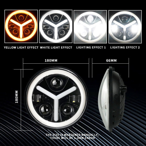 OEM ODM 34W 7 inch Round LED Headlights with Hi/Lo Beam Angel Eye DRL