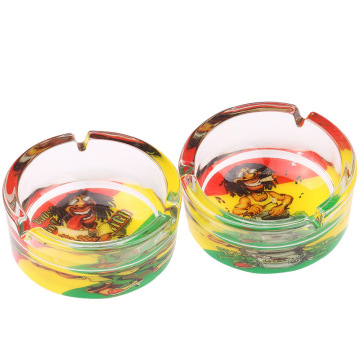Factory Outlet Large Cylindrical High Quality Glass with Sticker Ashtray