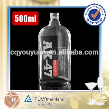 Best clear flint glass private label spirit liquor rectangular glass bottle 500ml