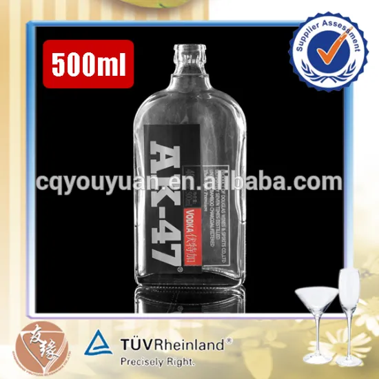 Best clear flint glass private label spirit liquor rectangular glass bottle 500ml