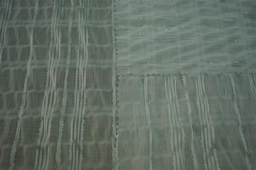 Silver Lurex Sripe Dobby Fabric