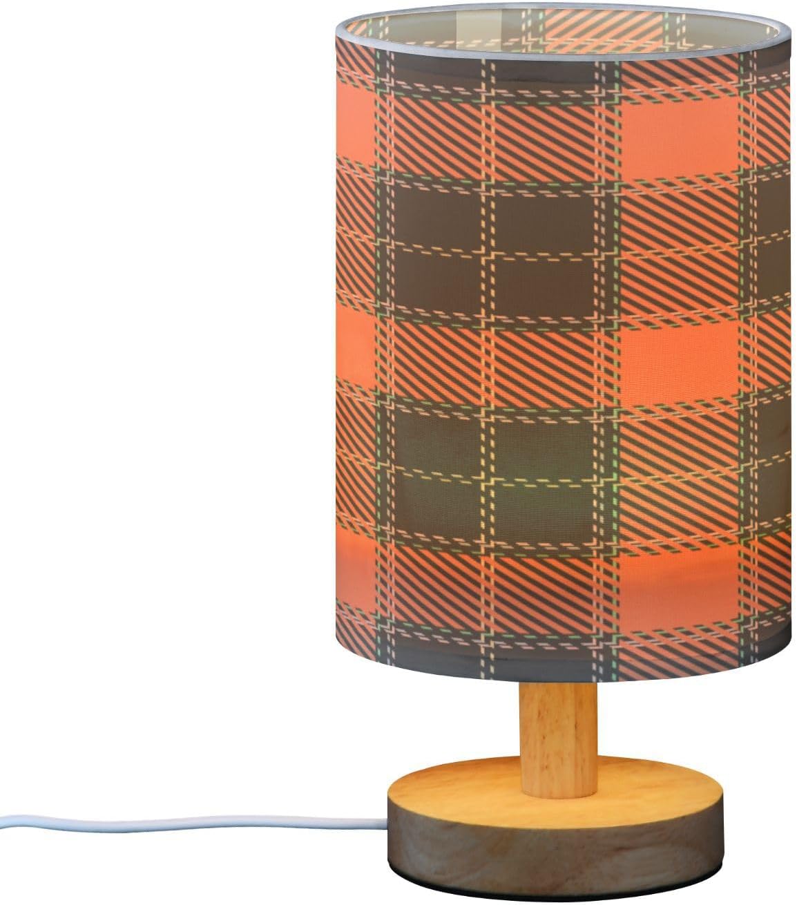 Customize printed fabric shade wooden base table lamp