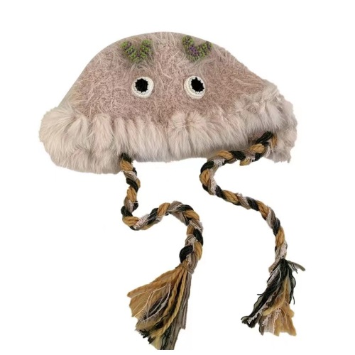 Piccolo cappello da mostro peluche invernale per riscaldare