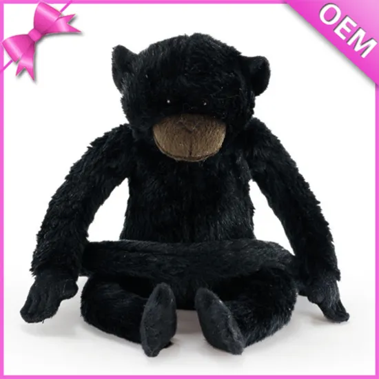 15cm Sitting Plastic Eyes Long Tail All Black Stuffed Animal Plush Gorilla