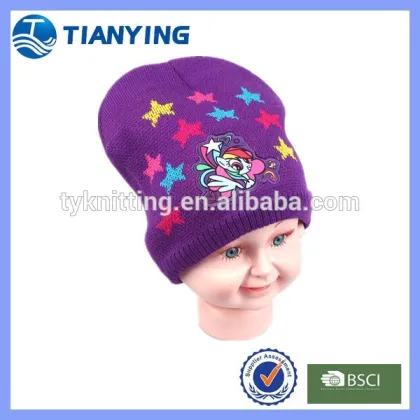 Beatiful 100% acrylic jacquard little star knitted hat