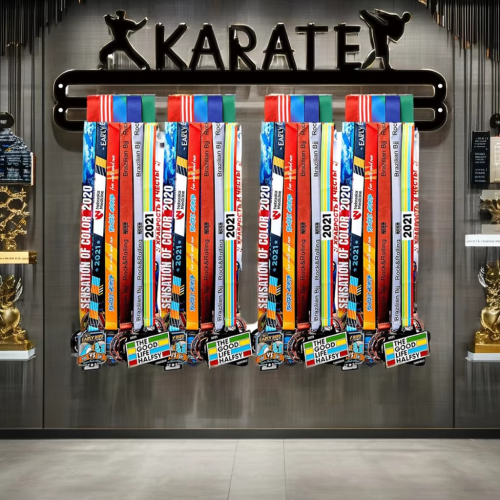 Customized Bronze Antique Metal Medal Rack Plated and Die Cut with Sports Logo for Souvenir and Gift