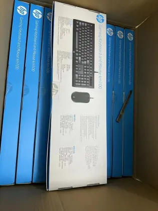 HP KM100 Wired Keyboard and Mouse Set - LED Waterproof Combo for Desktop and Laptop