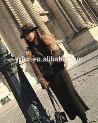 Yanran Fur Factory YR725 New Arrival Raccoon Fur Vest Women/Winter Knit Fur Vest