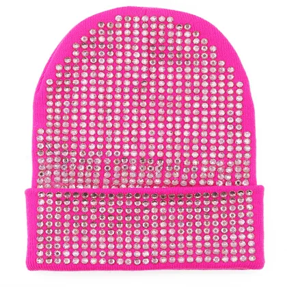RW Unisex Shiny Bling Rhinestone Cuffed Beanie Hat