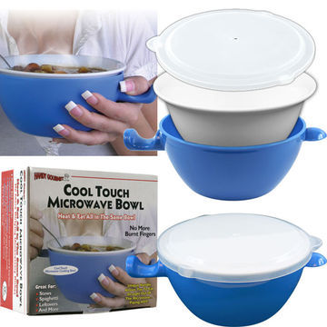 Cool Touch Microwave Bowl with Unique Handle, Available in Capacity of 24oz