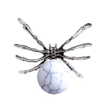 Howlite 16MM Ball Antique Silver Spider Pendant (47x40mm) for DIY Making Jewelry