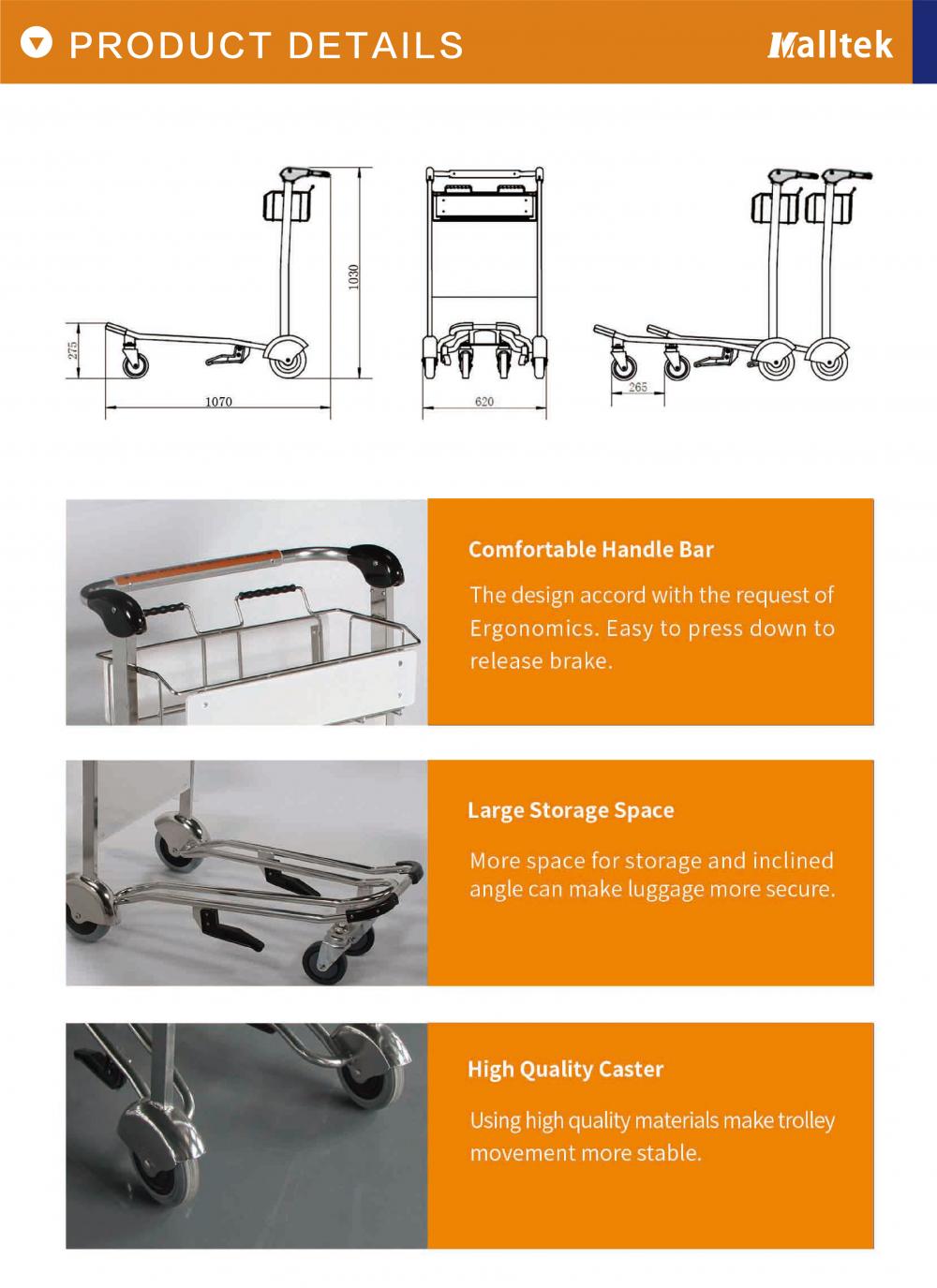 Airport Hotel Baggage Hand Cart