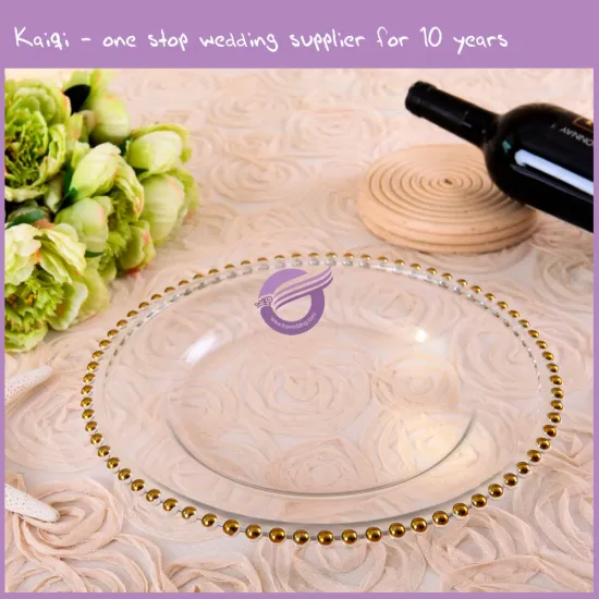 Cheap Banquet Bulk Party Clear Dinner Charger Plates Wedding Reception Tableware Wholesale