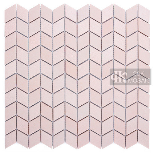 Chevron Pink Glass Mosaic Tile