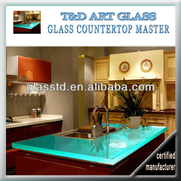 aqua casting kitchen glass countertop