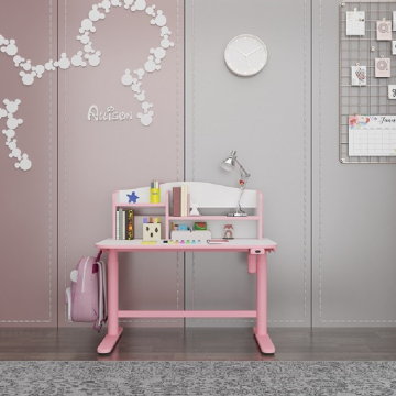 JIECANG Ergonomic Adjustable Study Table with Bookshelf for Kids