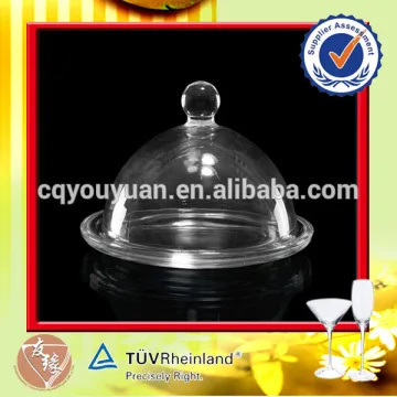 Transparent antique glass cake plates with glass lid