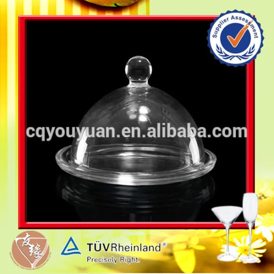 Transparent antique glass cake plates with glass lid