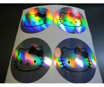 round shape self adhesive personalized Hologram Sticker - Hello Kitty