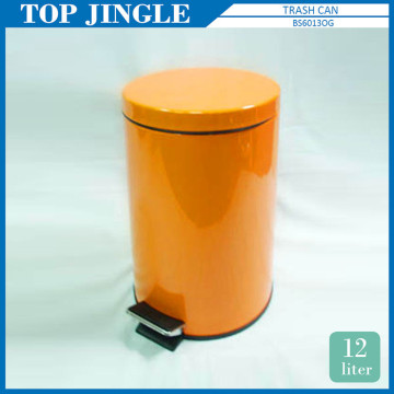 Orange Color 12L Bathroom Pedal Waste Metal Bin
