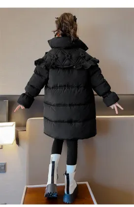 Winter Children's Korean Style Hooded Long Down Jacket