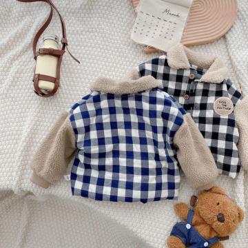 Lana di lana di agnello Plaid Boy&#39;s Top