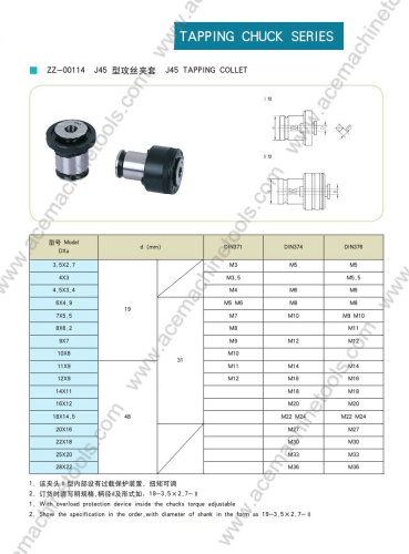 Tapping Chuck Series J45 Tapping Collet
