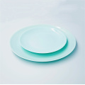 Colección de vajillas de vidrio de ópalos azules de lujo Lake Blue Round