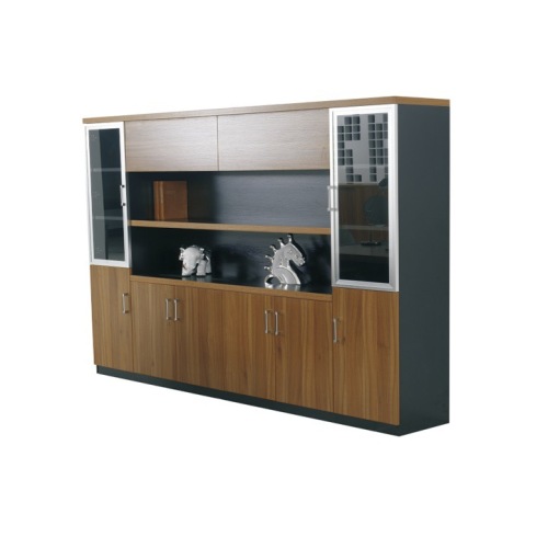 Estante moderna de madeira maciça com porta de vidro de 2 m