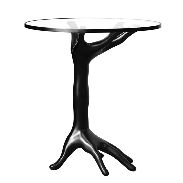 glass top side table