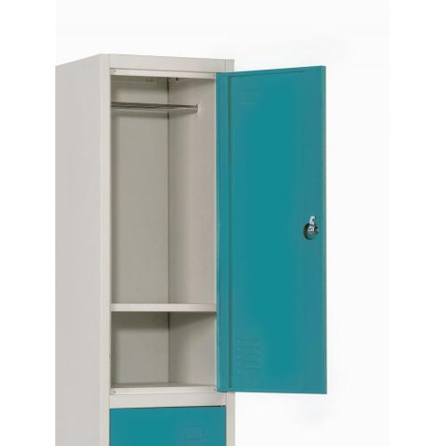 Locker de metal único 2 compartimentos azules y grises.
