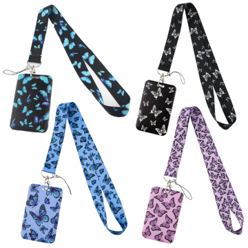 Monarch Butterfly Lanyard Business Credit Card Holder Neck Strap Keychain