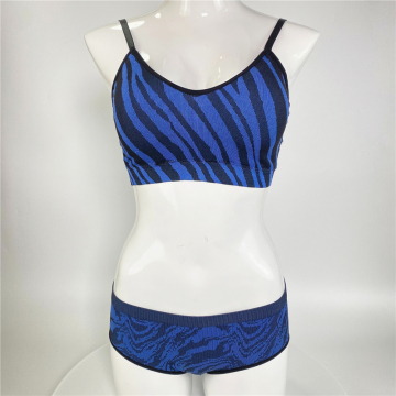 OEM zebra pattern seamless ribbed sports bra panties