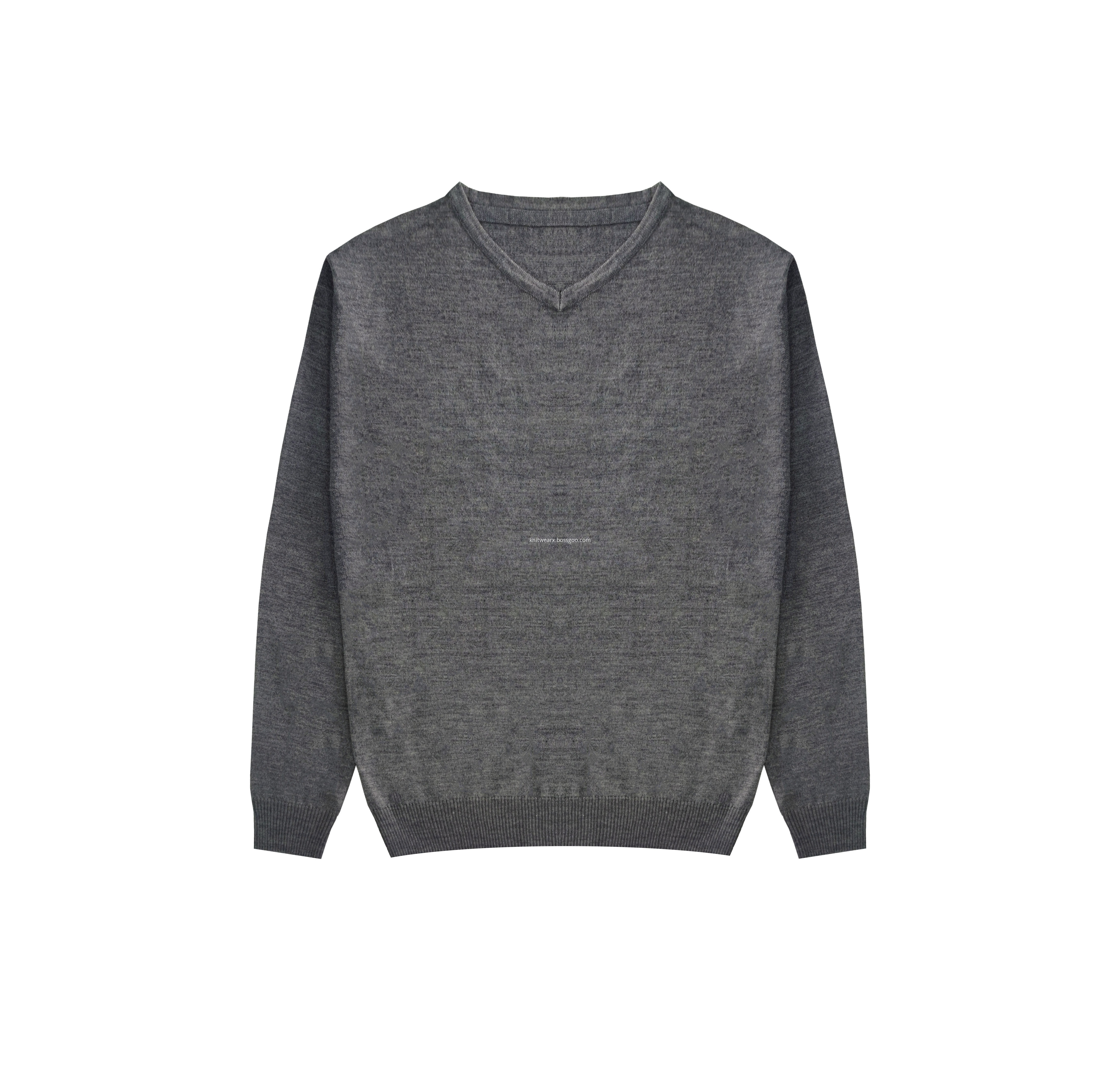 Men's Knitted V-neck Wool Acrylic Pullover