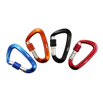 D Shape Lightweight Aluminum Climbing Carabiner with Snap Hook Aluminium Metal Mini Screw Lock Rock Climb