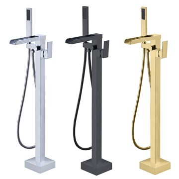 Black, Silver, Gold, and Brass Floor Standing Bathtub Faucet Wholesale Sets for Bathroom Shower and Bath Mixer Taps