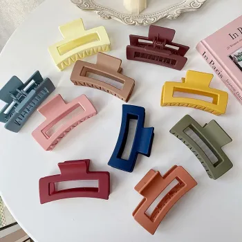Colorful Non-slip Big Square Matte Hair Claw Clips for Women and Girls