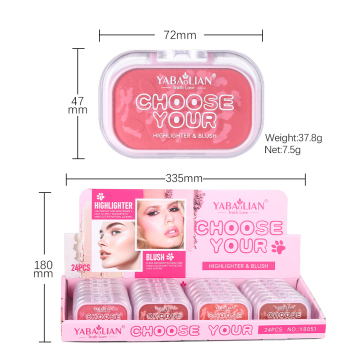 Yabaolian High Gloss Blush -palet met markeerstift