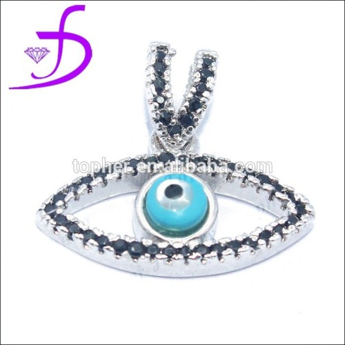 hot-sell enamel evil eyes black CZ jewelry evil eye silver pendant