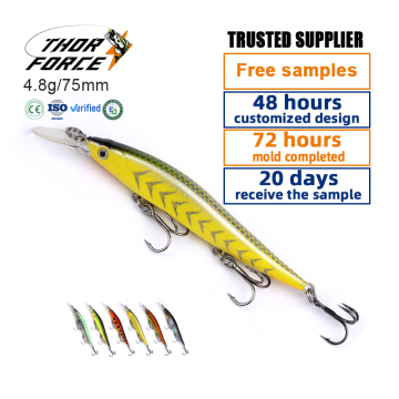 Thorforce 75 mm hard plastic bionische minnow kunstaas met hoge haken