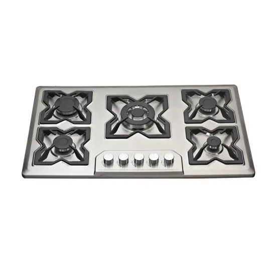 5 Gas Burner + 1 Electric Hot Plate Stainless Steel Panel Cooktop