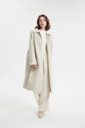 Long Sleeve Polyester Lapel neck Long Jacket Coat