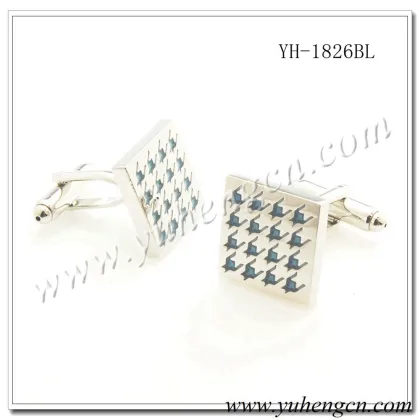YH-1826BL Elegant Fashion Mens Square Blue Enamel Swallow Gird Cufflinks