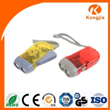 High Quality 2 Led Hand Crank LED Flashlights Emergecy Dynamo Torch Light