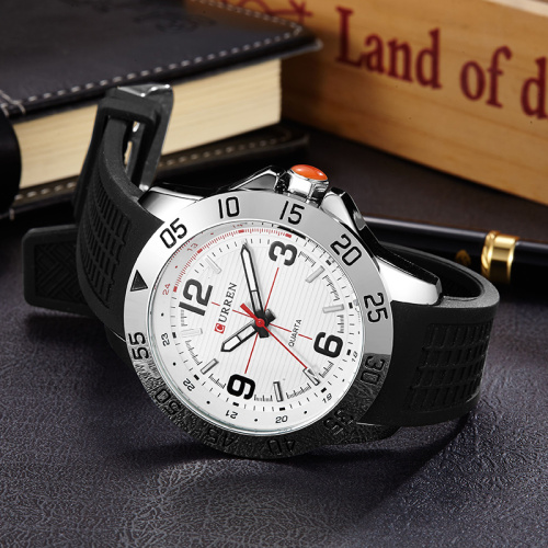 silicone belt quartz watch alloy case watch bezel outsert