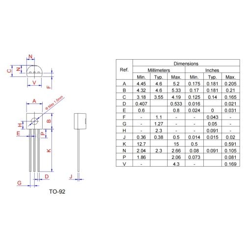 MCR100-8 Series 0.8A TO-92 Sensitive SCR