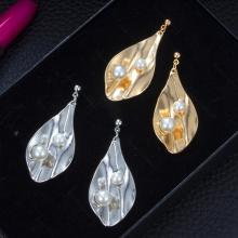 Mode Nouveau Géométrique Simple Tempérament En Métal Plis Shell Perle Boucles D&#39;oreilles Goutte Rapide Dangler Beaux Bijoux Cadeau Pour Les Femmes